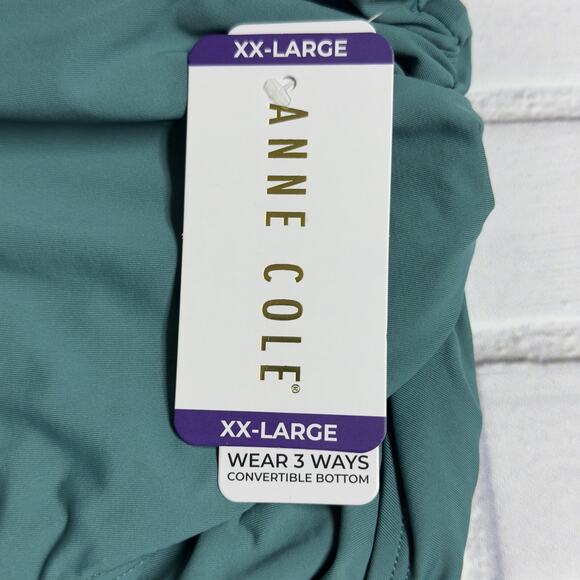 Anne Cole 3 Way Convertible High Waist Shirred Swim Bottom Ocean Green Size XXL - Picture 7 of 10